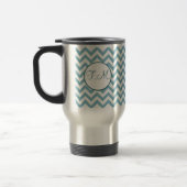 Blue Green Zigzag Mit Monogramm Reisebecher (Links)