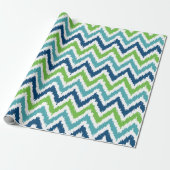 Blue Green Zigzags Ikat Pattern Geschenkpapier (Ungerollt)