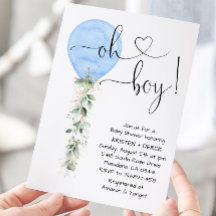 Blue Greenery Balloon Baby Shower