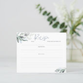 Blue Greenery Brautparty Rezept Card (Stehend Vorderseite)