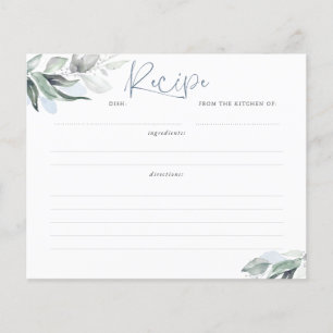 Blue Greenery Brautparty Rezept Card