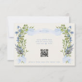 blue greenery crest website QR CODE wedding RSVP Einladung (Rückseite)