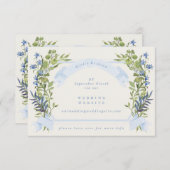 blue greenery crest website QR CODE wedding RSVP Einladung (Vorne/Hinten)