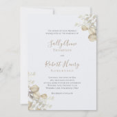 Blue Greenery Elegante Script Wedding Einladung (Vorderseite)