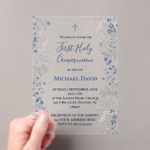  blue greenery watercolor First Communion boy Acryleinladungen (Insitu (Handheld))