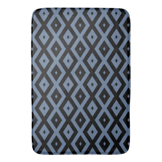 Blue grey and black diamond pattern badematte (Vorderseite Vertikal)