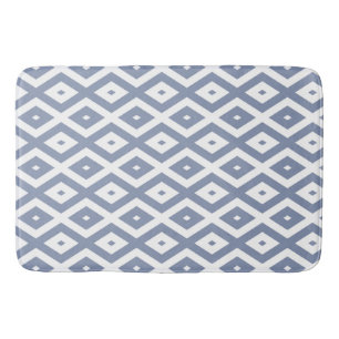 Blue grey and white diamond pattern badematte