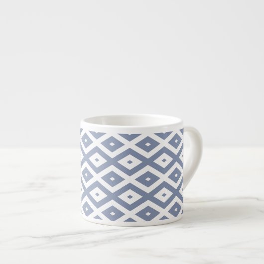 Blue grey and white diamond pattern espressotasse (Vorderseite Rechts)