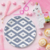 Blue grey and white diamond pattern pappteller (Party)