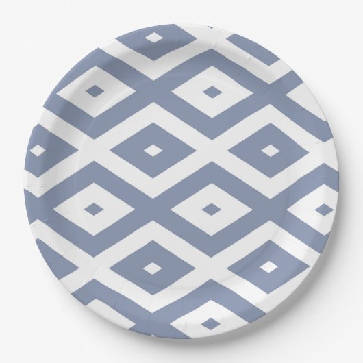 Blue grey and white diamond pattern pappteller (Vorderseite)