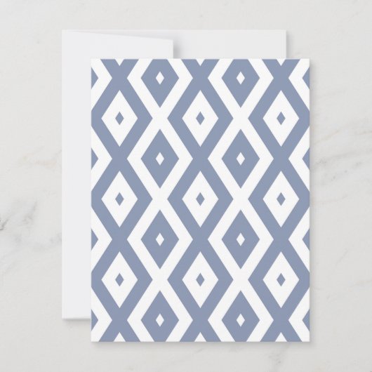 Blue grey and white diamond pattern RSVP karte (Vorderseite)