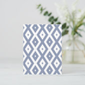 Blue grey and white diamond pattern RSVP karte (Stehend Vorderseite)
