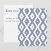 Blue grey and white diamond pattern RSVP karte (Vorne/Hinten)