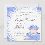 Blue Grey Baby Boy Sip und sehen Sie Einladungen (Rückseite)