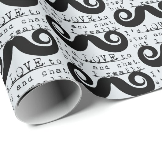 Blue Grey Black Funny Humor I Mustache Geschenkpapier (Rolleneckpunkt)