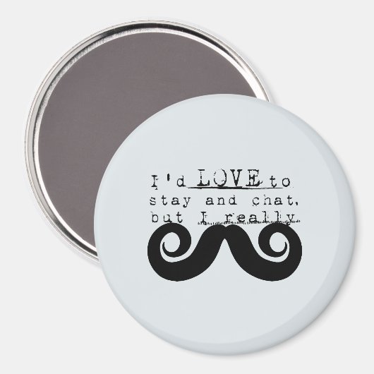 Blue Grey Black Funny Humor I Mustache Magnet (Vorderseite/Rückseite)