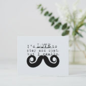 Blue Grey Black Funny Humor I Mustache Postkarte (Stehend Vorderseite)