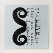 Blue Grey Black Funny Humor I Mustache Puzzle (Horizontal)