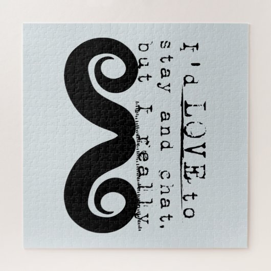 Blue Grey Black Funny Humor I Mustache Puzzle (Horizontal)