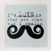 Blue Grey Black Funny Humor I Mustache Puzzle (Vertikal)