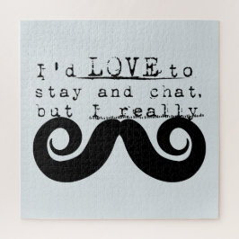Blue Grey Black Funny Humor I Mustache Puzzle