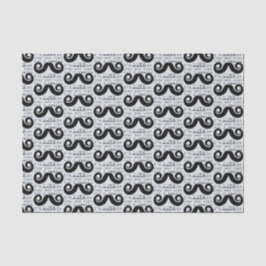 Blue Grey Black Funny Humor I Mustache Seidenpapier