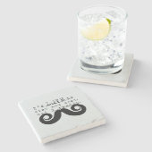 Blue Grey Black Funny Humor I Mustache Steinuntersetzer (Seitenansicht)