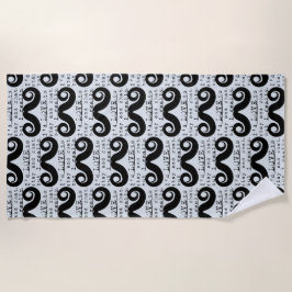Blue Grey Black Funny Humor I Mustache Strandtuch