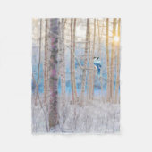 Blue Grey Blue Jay Bird Forest Trees Art Fleecedecke (Vorderseite)
