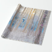 Blue Grey Blue Jay Bird Forest Trees Art Geschenkpapier (Ungerollt)