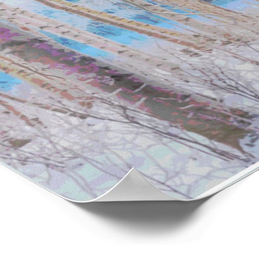 Blue Grey Blue Jay Bird Forest Trees Art Poster (Ecke)