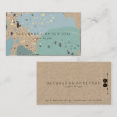 Blue Grey Brush Schlaganfall Kraft Papier Business Visitenkarte (Vorne/Hinten)