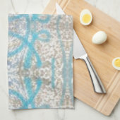 Blue Grey Curly Decorative Graffiti Wall Pattern Küchentuch (Viertel Falte)