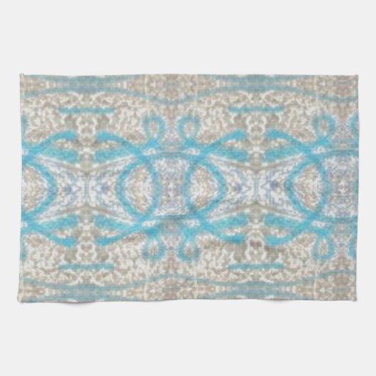 Blue Grey Curly Decorative Graffiti Wall Pattern Küchentuch (Horizontal)