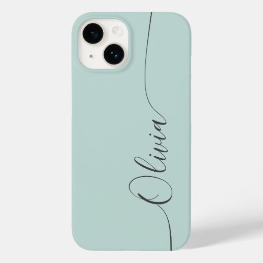 Blue Grey Elegant Calligraphy Script Name Case- Case-Mate iPhone Hülle (Rückseite)