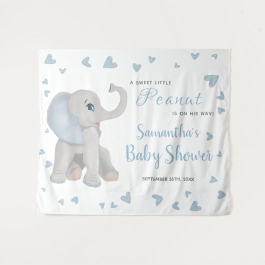 Blue Grey Elephant Boy Baby Duschvorhang Zeichen Wandteppich (Vorderseite (Horizontal))