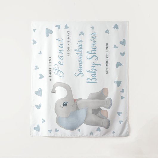 Blue Grey Elephant Boy Baby Duschvorhang Zeichen Wandteppich (Vorderseite)