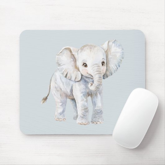 Blue Grey Elephant Mousepad (Mit Mouse)