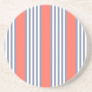 Blue-grey five stripe pattern with living coral getränkeuntersetzer