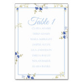 Blue & Grey Floral Wedding Seating Chart Card Tischnummer (Vorderseite)