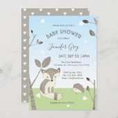 Blue Grey Fox Igel Boy Baby Dusche Einladung (Vorne/Hinten)