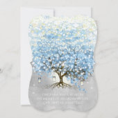 Blue & Grey Heart Leaf Tree Woodsy Boho Wedding Einladung (Rückseite)