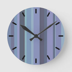 Blue-grey horizontal stripes runde wanduhr