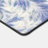 Blue Grey Leaf Pop Art Pattern Desk Mat Pad Schreibtischunterlage (Ecke)