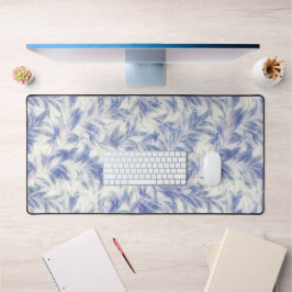 Blue Grey Leaf Pop Art Pattern Desk Mat Pad Schreibtischunterlage