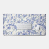 Blue Grey Leaf Pop Art Pattern Desk Mat Pad Schreibtischunterlage (Tastatur & Maus)
