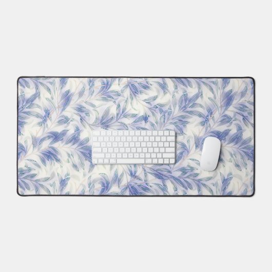 Blue Grey Leaf Pop Art Pattern Desk Mat Pad Schreibtischunterlage (Tastatur & Maus)