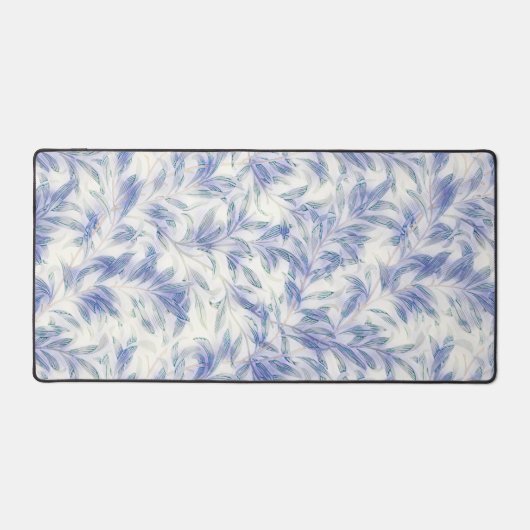 Blue Grey Leaf Pop Art Pattern Desk Mat Pad Schreibtischunterlage (Vorderseite)