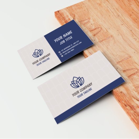 Blue Grey Minimalist Modern Company Logo Visitenkarte