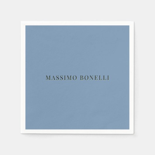 Blue Grey Minimalist Plain Legible Modern Serviette (Vorderseite)